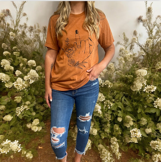 Floral Ring Finger T-Shirt